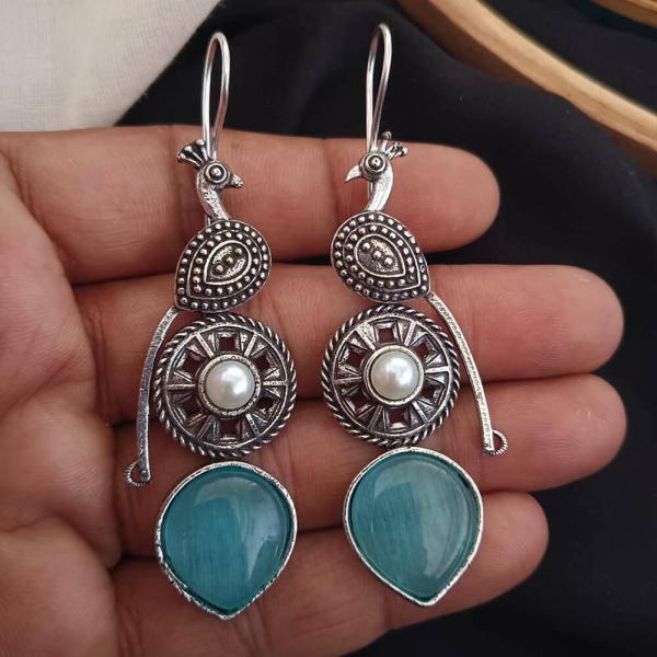 Peacock Pearl Hoops