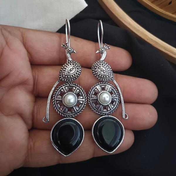 Peacock Pearl Hoops