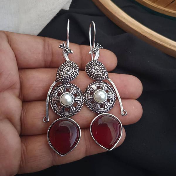 Peacock Pearl Hoops