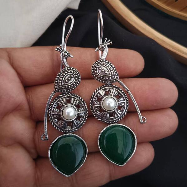 Peacock Pearl Hoops