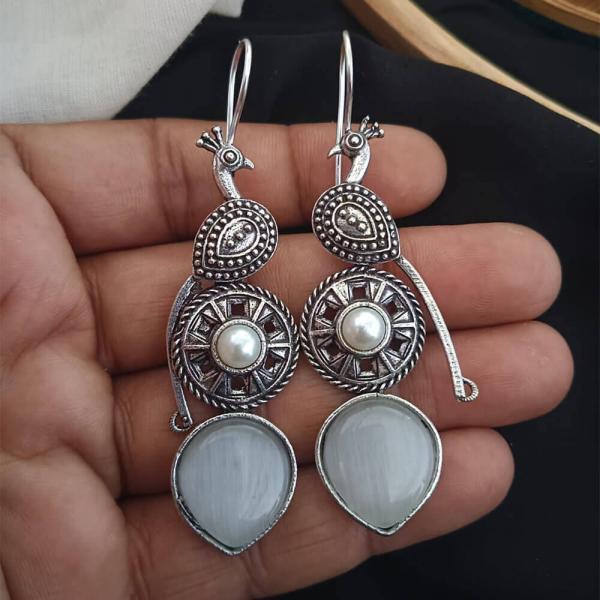 Peacock Pearl Hoops